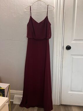 Azazie Burgundy Spaghetti-Strap Maxi Dress